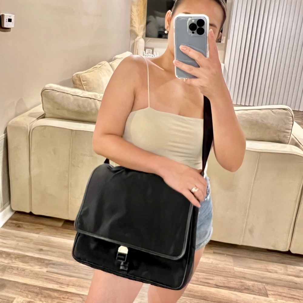 PRADA Mens Messenger Polyester Tessuto  / Logo Nylon Sling Bag